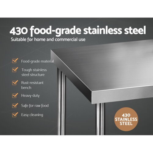Cefito 760x760mm Stainless Steel Kitchen Bench 430 - Image 2