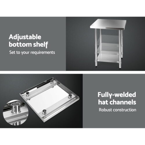 Cefito 760x760mm Stainless Steel Kitchen Bench 430 - Image 4