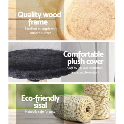 i.Pet Cat Tree 112cm Tower Scratching Post Scratcher Wood Condo House Furniture - Image 4