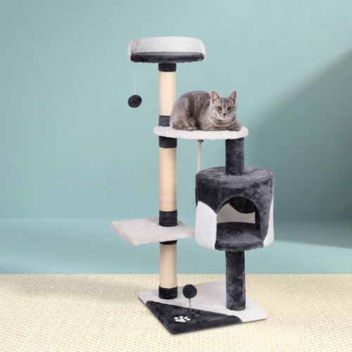 i.Pet Cat Tree 112cm Tower Scratching Post Scratcher Wood Condo House Furniture - Image 8