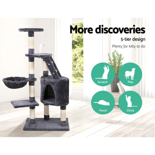 i.Pet Cat Tree 120cm Tower Scratching Post Scratcher Wood Condo House Bed Toys - Image 3