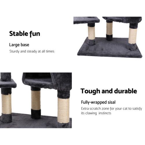 i.Pet Cat Tree 120cm Tower Scratching Post Scratcher Wood Condo House Bed Toys - Image 7