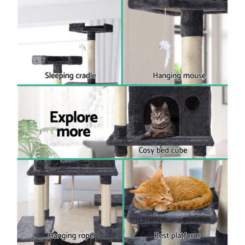 i.Pet Cat Tree 184cm Tower Scratching Post Scratcher Wood Trees Condo Bed House - Image 5