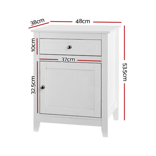 Artiss Bedside Tables Side Table Drawers Nightstand White - Image 2