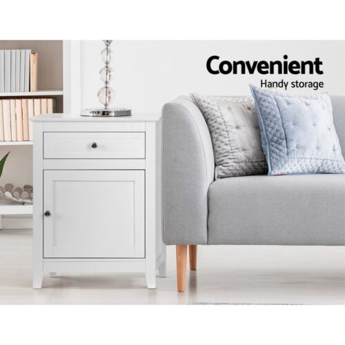 Artiss Bedside Tables Side Table Drawers Nightstand White - Image 5