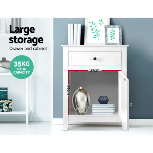 Artiss Bedside Tables Side Table Drawers Nightstand White - Image 6