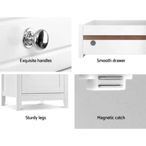 Artiss Bedside Tables Side Table Drawers Nightstand White - Image 7