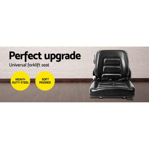 Giantz Tractor Seat Forklift Excavator Universal Backrest Truck PU Chair - Image 4