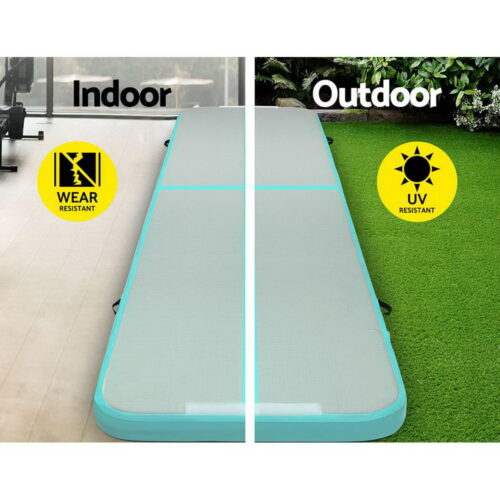 Everfit GoFun 4X1M Inflatable Air Track Mat with Pump Tumbling Gymnastics Green - Image 6