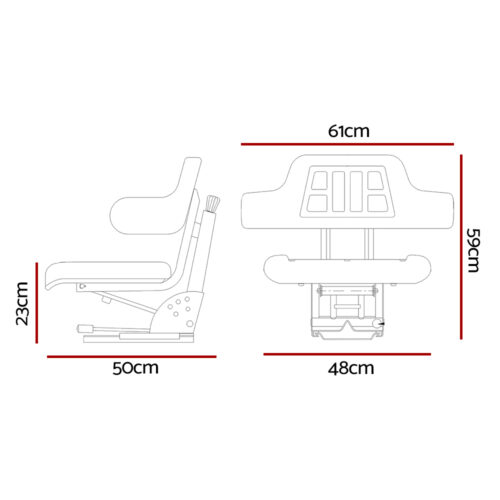 Giantz Tractor Seat Forklift Excavator Truck Universal Digger Chair PU Leather - Image 3