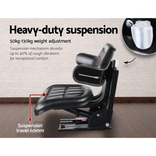 Giantz Tractor Seat Forklift Excavator Truck Universal Digger Chair PU Leather - Image 5
