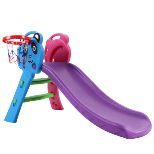 Keezi Kids Slide Set Basketball Hoop Indoor Outdoor Playground Toys 100cm Blue - Image 2