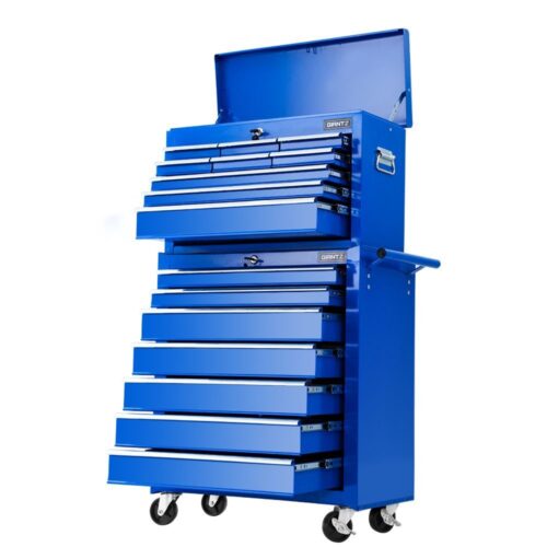 Giantz Tool Chest and Trolley Box Cabinet 16 Drawers Cart Garage Storage Blue - Image 2