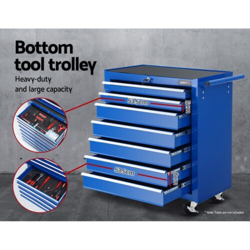Giantz Tool Chest and Trolley Box Cabinet 16 Drawers Cart Garage Storage Blue - Image 7