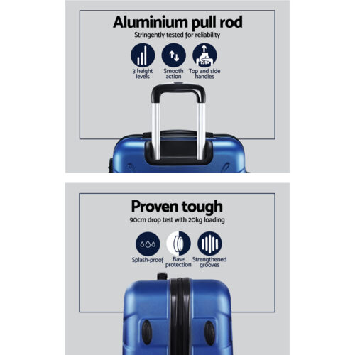 Wanderlite 2Set 20-28 Inch Luggage with TSA Lock Spinner Carry On Hard Shell Travel Suitcase Luggage Case Blue - Image 4