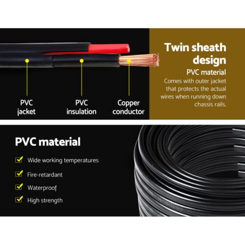 Giantz 3MM 100M Twin Core Wire Electrical Cable Extension Car 450V 2 Sheath - Image 3