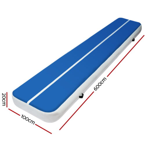 6m x 1m Inflatable Air Track Mat 20cm Thick Gymnastic Tumbling Blue And White - Image 3