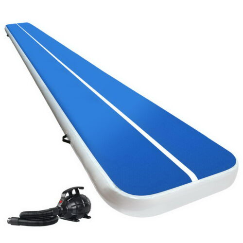 Everfit 6X1M Inflatable Air Track Mat 20CM Thick with Pump Tumbling Gymnastics Blue - Image 2