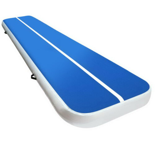 4m x 1m Inflatable Air Track Mat 20cm Thick Gymnastic Tumbling Blue And White - Image 2