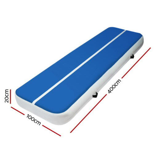 4m x 1m Inflatable Air Track Mat 20cm Thick Gymnastic Tumbling Blue And White - Image 3