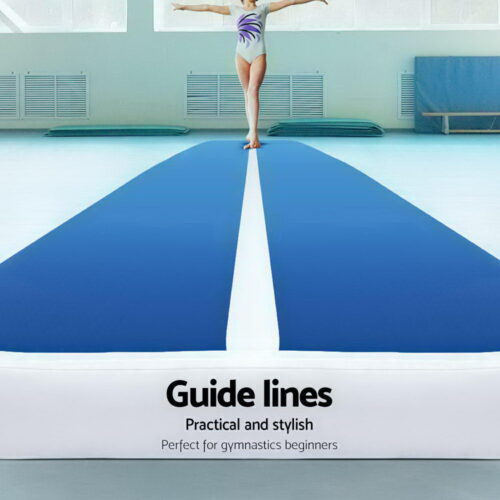 4m x 1m Inflatable Air Track Mat 20cm Thick Gymnastic Tumbling Blue And White - Image 5