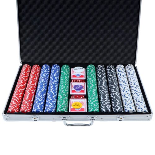 1000pcs Poker Chips Set Casino Texas Hold'em Gambling Party Game Dice Cards Case - Image 2