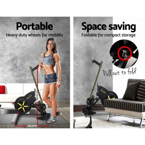 Everfit Rowing Machine Air Rower Exercise Fitness Gym Home Cardio - Image 7