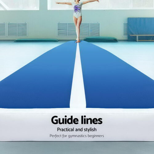 5m x 1m Inflatable Air Track Mat 20cm Thick Gymnastic Tumbling Blue And White - Image 5