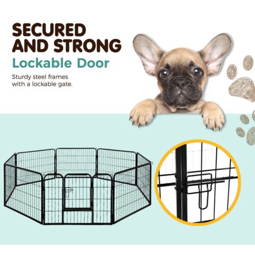 i.Pet 24" 8 Panel Dog Playpen Pet Exercise Cage Enclosure Fence Play Pen - Image 5