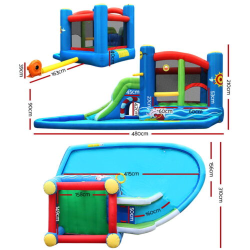 Happy Hop Inflatable Water Slide Jumping Trampoline Castle Bouncer Toy Splash - Image 3