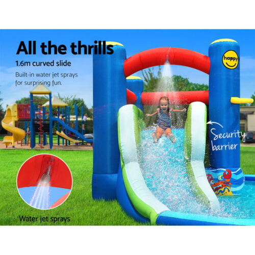 Happy Hop Inflatable Water Slide Jumping Trampoline Castle Bouncer Toy Splash - Image 5