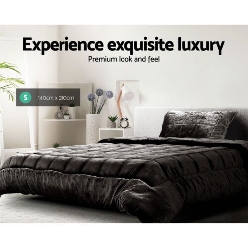 Giselle Bedding Faux Mink Quilt Charcoal Single - Image 5