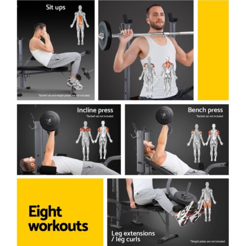 Everfit Weight Bench 8 in 1 Bench Press Adjustable Home Gym Station 200kg - Image 4