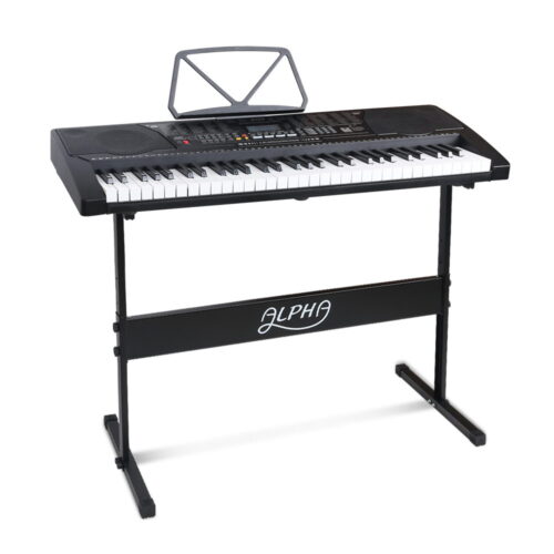 Alpha 61 Keys Electronic Piano Keyboard Digital Electric w/ Stand Lighted Black - Image 2
