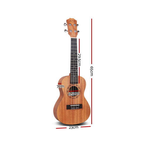 Alpha 26" Ukulele Natural Mahogany Tenor Beginner Gift w/ Carry Bag - Image 2