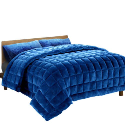 Giselle Bedding Faux Mink Quilt Blue Queen - Image 2