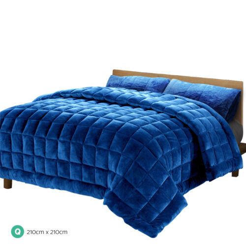 Giselle Bedding Faux Mink Quilt Blue Queen - Image 3