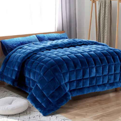 Giselle Bedding Faux Mink Quilt Blue Queen - Image 8
