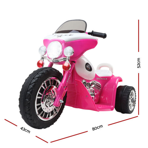 Rigo Kids Electric Ride On Patrol Police Car Harley-Inspired 6V Pink - Image 3