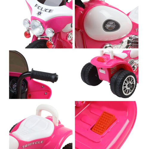 Rigo Kids Electric Ride On Patrol Police Car Harley-Inspired 6V Pink - Image 7
