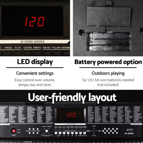 Alpha 61 Keys Electronic Piano Keyboard Digital Electric w/ Stand Sound Speaker - Image 6