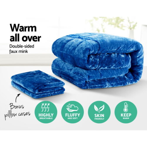 Giselle Bedding Faux Mink Quilt Blue King - Image 4