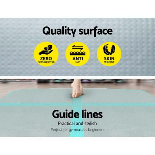 Everfit GoFun 4X1M Inflatable Air Track Mat Tumbling Floor Home Gymnastics Green - Image 5