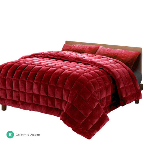 Giselle Bedding Faux Mink Quilt Burgundy King - Image 3