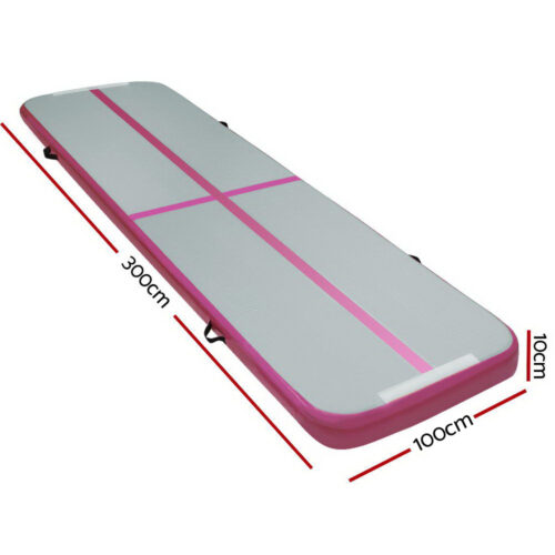 Everfit 3m x 1m Air Track Mat Gymnastic Tumbling Pink and Grey - Image 3
