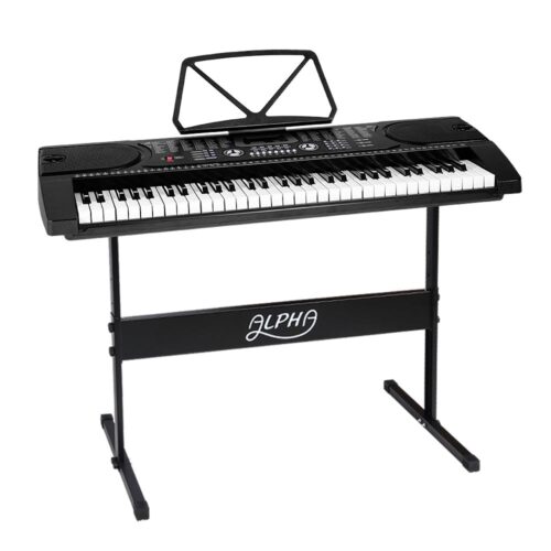 Alpha 61 Keys Electronic Piano Keyboard Digital Electric w/ Stand Beginner Black - Image 2