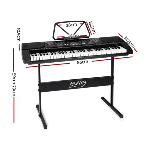 Alpha 61 Keys Electronic Piano Keyboard Digital Electric w/ Stand Beginner Black - Image 3
