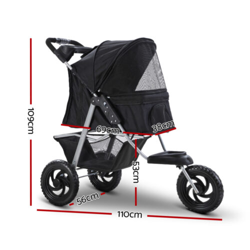 i.Pet Pet Stroller Dog Pram Large Cat Carrier Travel 3 Wheels Foldable Pushchair - Image 3