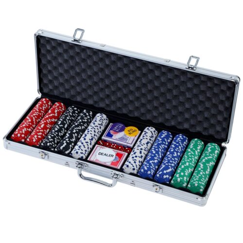 500pcs Poker Chips Set Casino Texas Hold'em Gambling Party Game Dice Cards Case - Image 2