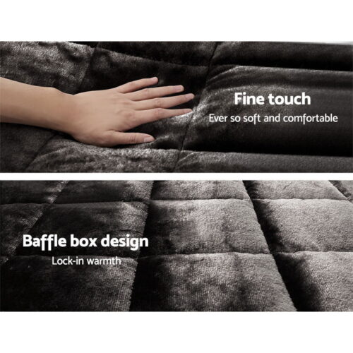 Giselle Bedding Faux Mink Quilt Charcoal Queen - Image 6
